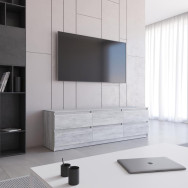 Тумба ТВ на 6 висувних шухляд, тумбочка під телевізор з фасадами без ручок 180.2х53.1х40 см Бетон Тумба ТВ на 6 висувних шухляд, тумбочка під телевізор з фасадами без ручок 180.2х53.1х40 см Бетон