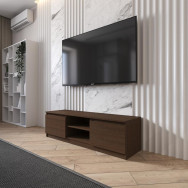 Тумба ТВ під телевізор, тб тумба з полицею на 2 двері з фасадами без ручок 140.2х40х40 см Венге темний Тумба ТВ під телевізор, тб тумба з полицею на 2 двері з фасадами без ручок 140.2х40х40 см Венге темний