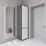 Шкаф пенал со штангой и полками без ручек антрацит-белые фасады Шкаф пенал со штангой и полками без ручек антрацит-белые фасады