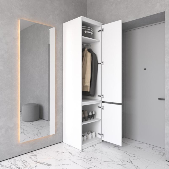 Шафа пенал зі штангою та полицями без ручок бетон -
                                                        Фото 2