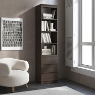 Пенал с открытыми полками и ящиками и без ручек венге темный Пенал с открытыми полками и ящиками и без ручек венге темный