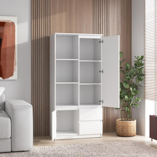 Шафа пенал з полицями 169.1х80.2х40 см венге темний-білі фасади -
                                                        Фото 2