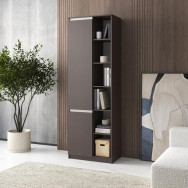 Шафа пенал з полицями 211х70.2х40 см венге темний-білі планки