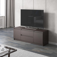 Тумба під телевізор на 2 висувні шухляди та дві двері з фасадами без ручок 140.2х53.1х40 см Венге темний Тумба під телевізор на 2 висувні шухляди та дві двері з фасадами без ручок 140.2х53.1х40 см Венге темний
