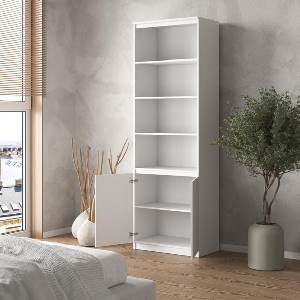 Шкаф с открытыми полками на 2 двери без ручек антрацит-белые фасады -
                                                        Фото 2