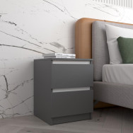 Тумбочка приліжкова тумба в спальню на 2 висувних ящика c фасадами без ручок 40.2х53.1х40 см Антрацит-Білі планки
