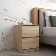 Тумбочка приліжкова тумба в спальню на 2 висувних ящика c фасадами без ручок 40.2х53.1х40 см Дуб Сонома