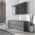 Тумба TV на 4 выдвижных ящика с фасадами без ручек 140.2х53.1х40 см Антрацит