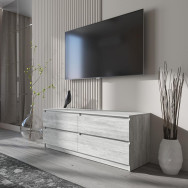 Тумба TV на 4 висувних ящика c фасадами без ручок 140.2х53.1х40 см Бетон Тумба TV на 4 висувних ящика c фасадами без ручок 140.2х53.1х40 см Бетон
