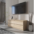 Тумба TV на 4 выдвижных ящика с фасадами без ручек 140.2х53.1х40 см Дуб Сонома