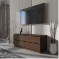 Тумба TV на 4 выдвижных ящика с фасадами без ручек 140.2х53.1х40 см Венге темный