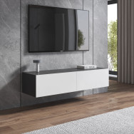 Тумба під телевізор навісна ЛДСП Антрацит з білими фасадами Тумба під телевізор навісна ЛДСП Антрацит з білими фасадами