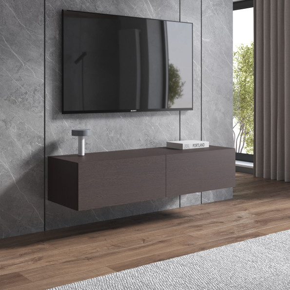 Тумба под телевизор навесная ЛДСП Венге темный -
                                                        Фото 1