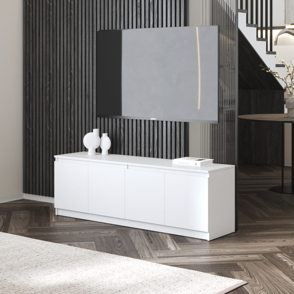 Тумба под телевизор ЛДСП Белый с фасадами без ручек