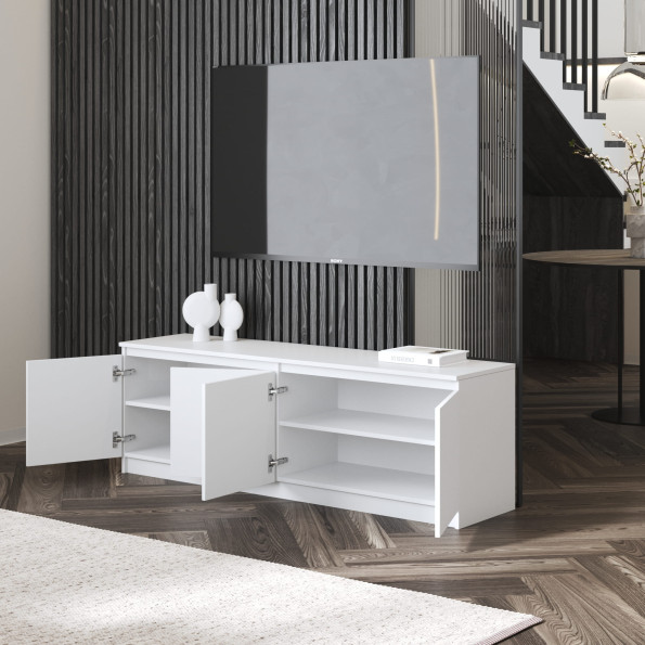 Тумба под телевизор ЛДСП Белый с фасадами без ручек -
                                                        Фото 2