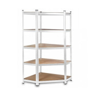 Стеллаж металлический угловой 180х70х45 см БЕЛЫЙ 5 полок МДФ БОНА для дома, кладовки, на балкон