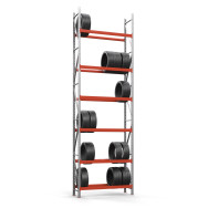 Стелаж металевий 500х172х50 см цинково-помаранчевий 6 ярусів Стелаж металевий 500х172х50 см цинково-помаранчевий 6 ярусів