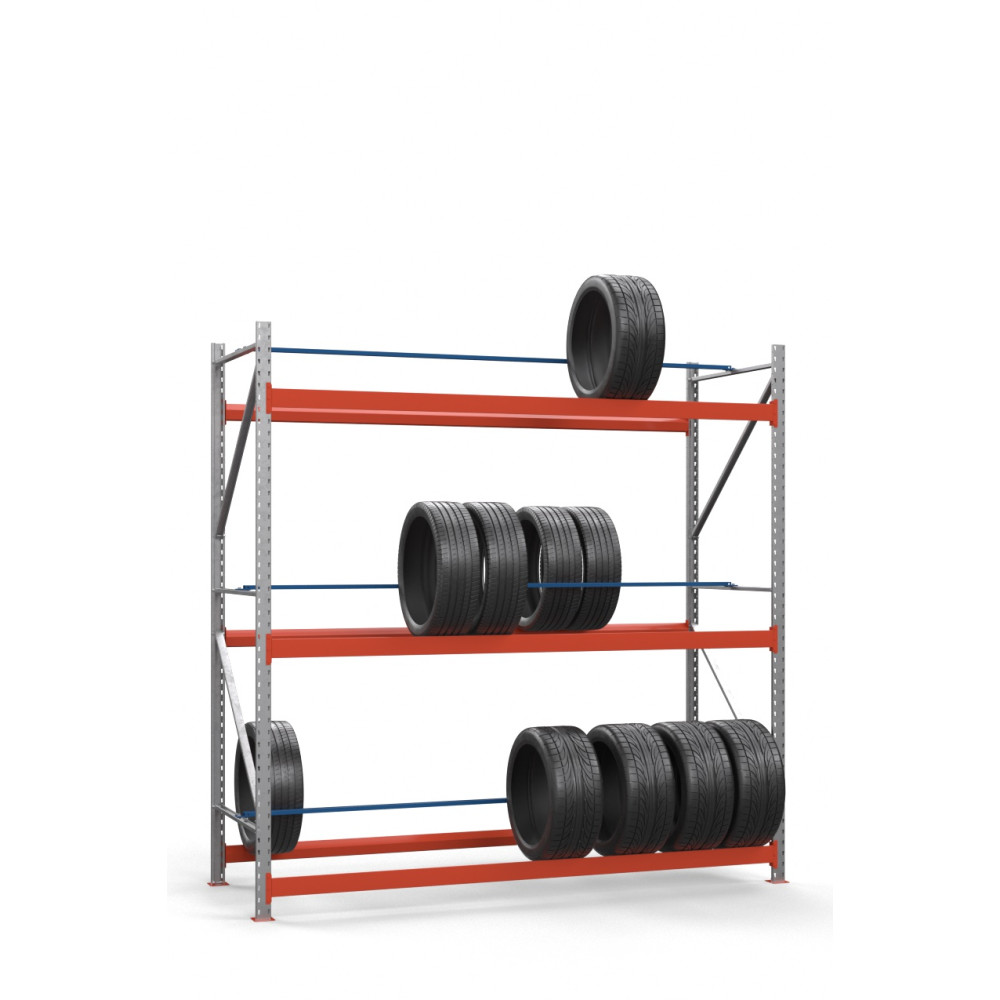 Стеллаж для колес и шин 250х134х90 см цинково-оранжевый 3 яруса - Фото 1
