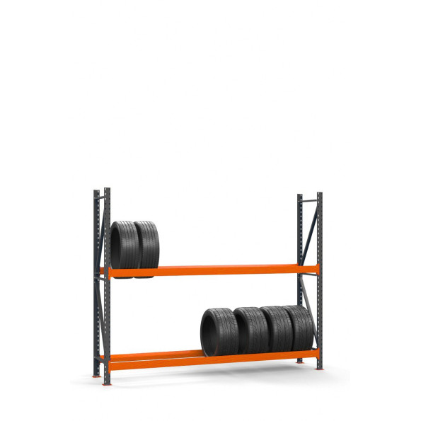 Стеллаж для колес и шин 200х248х50 см серо-оранжевый 2 яруса