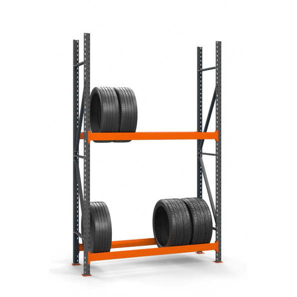 Стелаж металевий 250х172х50 см сіро-помаранчевий 2 яруси