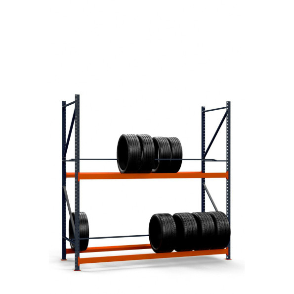 Стеллаж для колес и шин 250х134х90 см серо-оранжевый 2 яруса