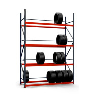 Стеллаж для колес и шин 300х134х90 см серо-оранжевый 4 яруса