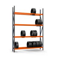 Стелаж металевий 300х210х50 см сіро-помаранчевий 4 яруси