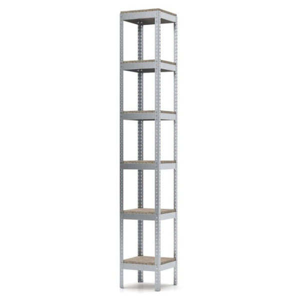 Стеллаж металлический 196х30х30 см Цинк 6 полок из ДСП 100 кг на полку AB-light для хранения дома, в гараже, на складе