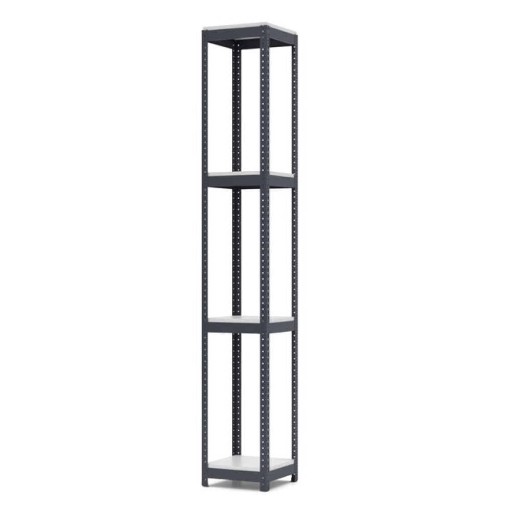 Стеллаж металлический 196х30х30 см Графитовый 4 полки из ЛДСП 100 кг на полку AB-light для хранения дома, в гараже, на складе - Фото 1