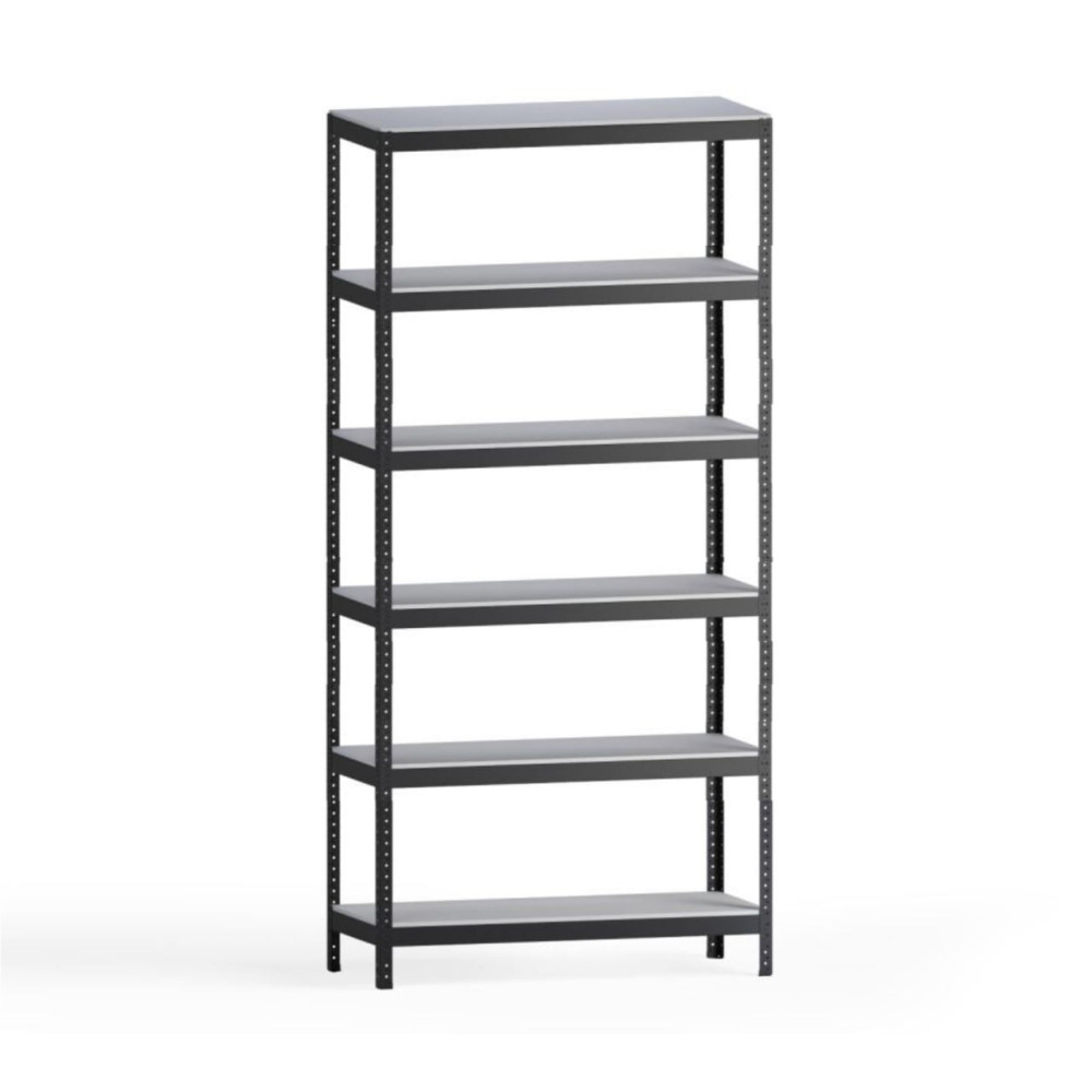 Стеллаж металлический 196х50х30 см Графитовый 6 полок из ЛДСП 100 кг на полку AB-light для хранения дома, в гараже, на складе - Фото 1