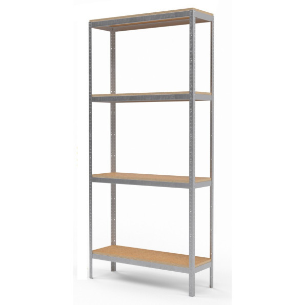 Стеллаж металлический 196х50х30 см Цинк 4 полки из ДСП 100 кг на полку AB-light для хранения дома, в гараже, на складе