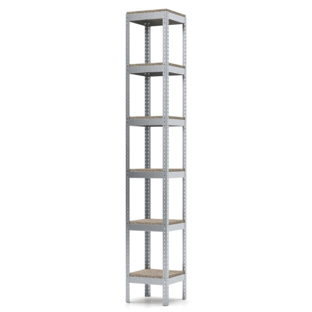 Стеллаж металлический 196х30х30 см Цинк 6 полок из ДСП 100 кг на полку AB-light для хранения дома, в гараже, на складе - Фото 1