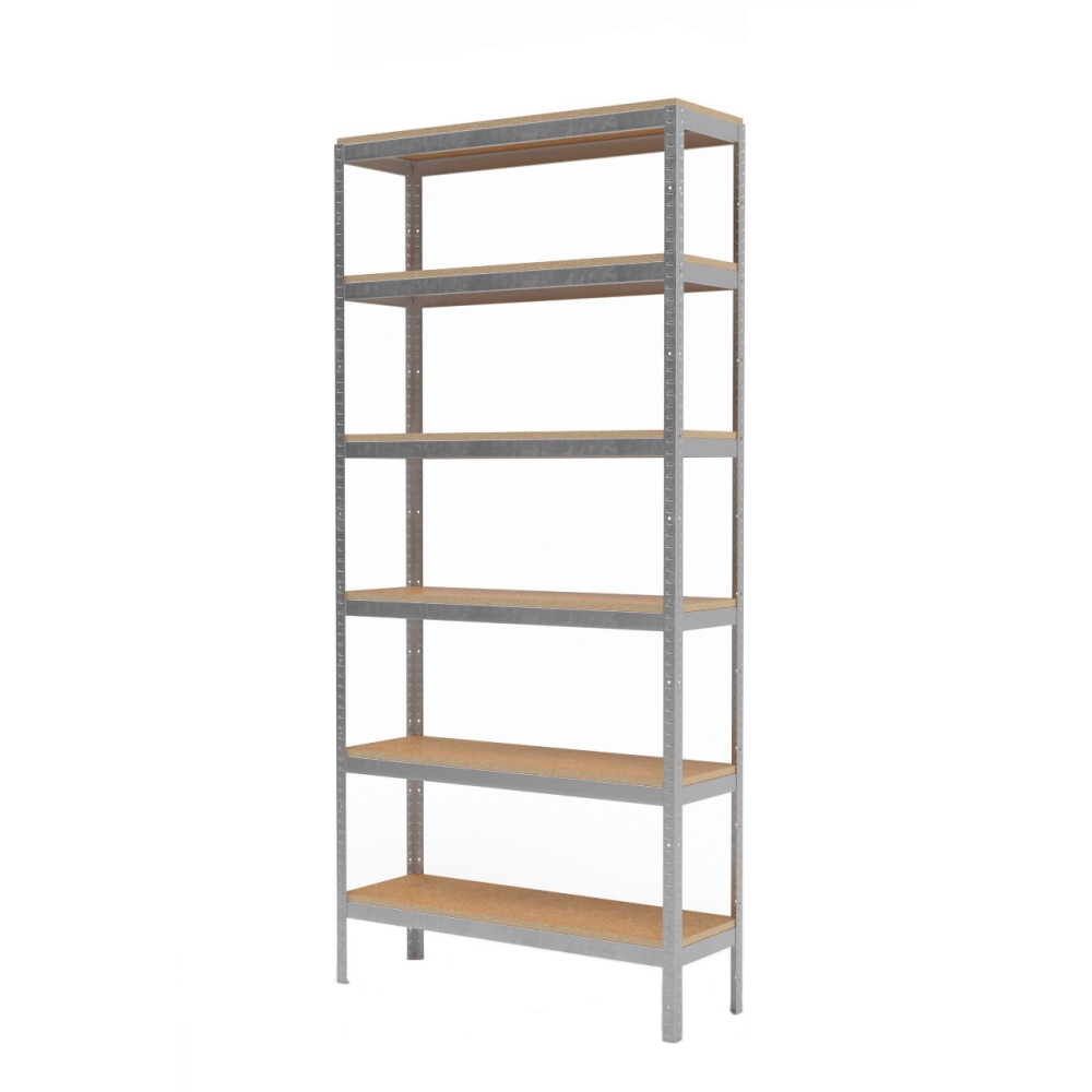 Стеллаж металлический 196х60х30 см Цинк 6 полок из ДСП 120 кг на полку AB-light для хранения дома, в гараже, на складе - Фото 1