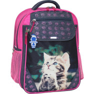 Рюкзак школьный Отличник 20 л. серый Полосатый котенок