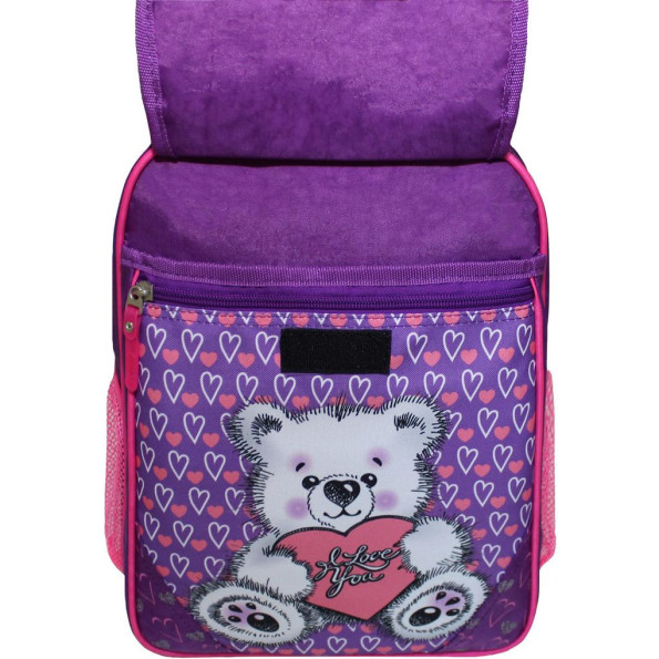 Рюкзак школьный Отличник 20 л. фиолетовый Медвежонок -
                                                        Фото 4