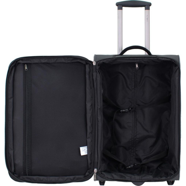 Валіза Леон середня 51 л. чорна з кишенею -
                                                        Фото 4