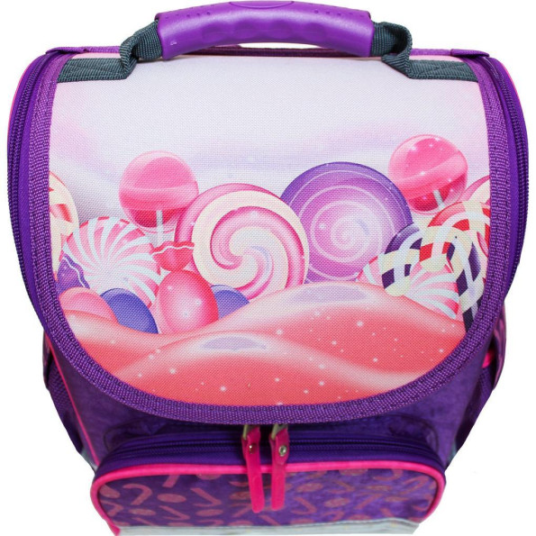 Рюкзак школьный каркасный с фонариками Успех 12 л. фиолетовый Сладости -
                                                        Фото 7