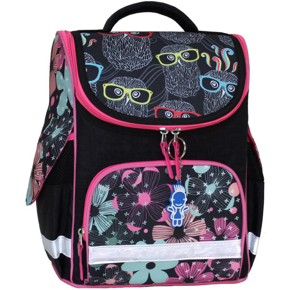 Рюкзак школьный каркасный с фонариками Успех 12 л. черный Сова/Цветы -
                                                        Фото 5