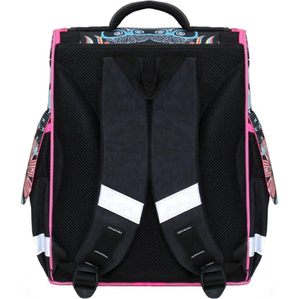 Рюкзак школьный каркасный с фонариками Успех 12 л. черный Сова/Цветы -
                                                        Фото 2