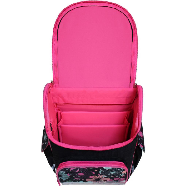 Рюкзак школьный каркасный с фонариками Успех 12 л. черный Сова/Цветы -
                                                        Фото 6