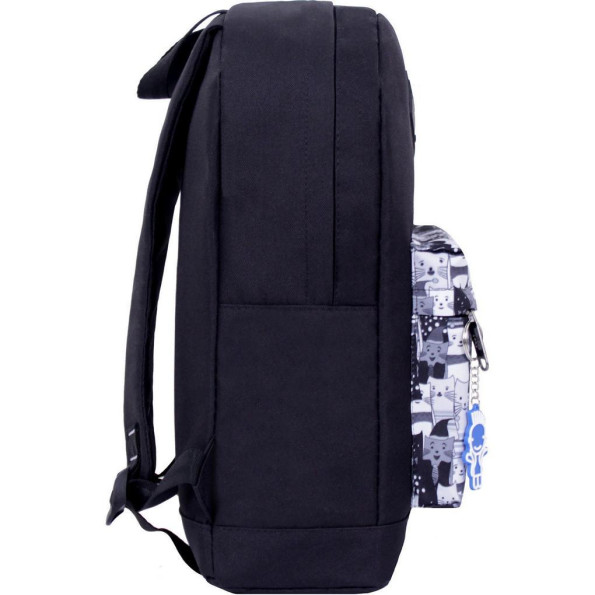 Рюкзак Молодежный 17 л. черный Кот на кармашке -
                                                        Фото 2