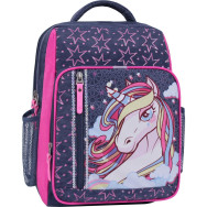 Рюкзак школьный Школьник 8 л. серый Радужный Единорожек