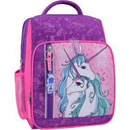 Рюкзак школьный Школьник 8 л. фиолетовый Единороги на кармане