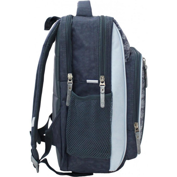 Рюкзак школьный Школьник 8 л. серый Машина на кармане -
                                                        Фото 4