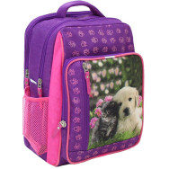 Рюкзак школьный Школьник 8 л. фиолетовый Щенок с котенком