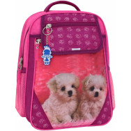 Рюкзак школьный Отличник 20 л. малиновый Щенята