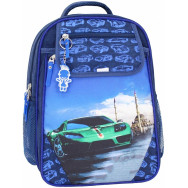 Рюкзак школьный Отличник 20 л. синий Машина