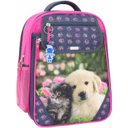 Рюкзак школьный Отличник 20 л. серый Щенок/Котенок
