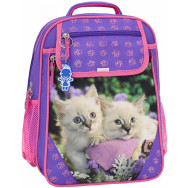 Рюкзак школьный Отличник 20 л. фиолетовый Котята