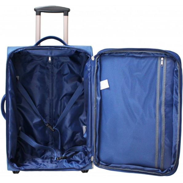 Валіза Леон середня 51 л. синя з кишенями -
                                                        Фото 4